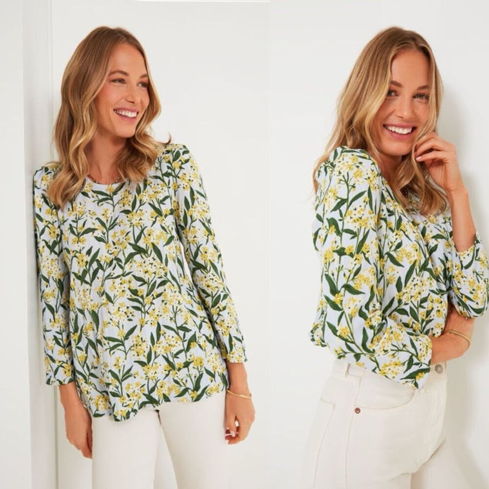 Tuckernuck Floral Blouse in Green and Yellow